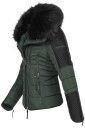 Navahoo Yuki Damen Winterjacke gesteppt warm  mit Tedyfell B604 Dunkel Grün Größe XS - Gr. 34