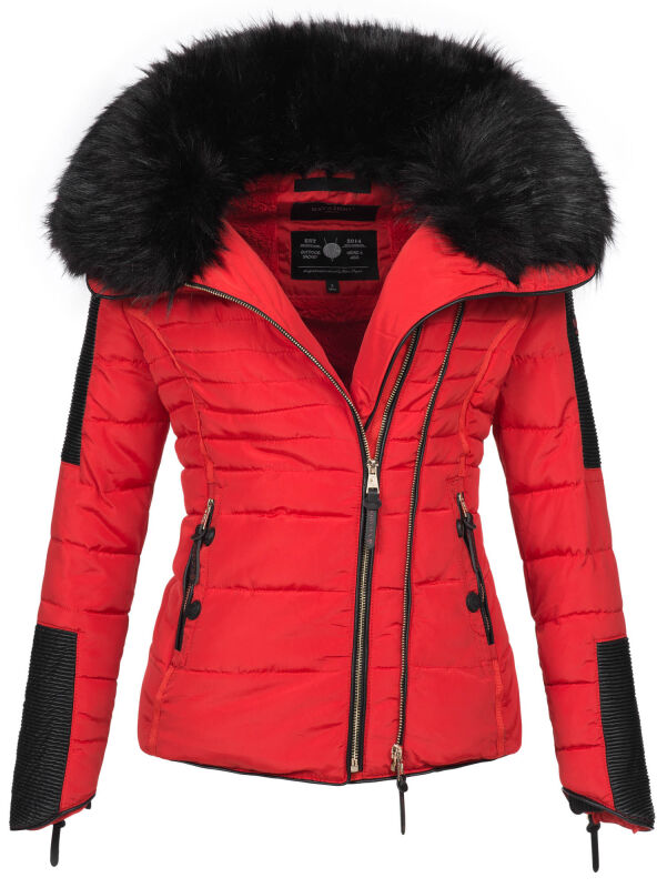 Navahoo Yuki Damen Winterjacke gesteppt warm  mit Tedyfell B604 Rot Größe XS - Gr. 34