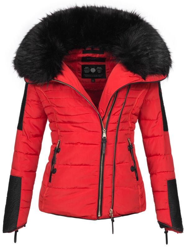 Navahoo Yuki Damen Winterjacke gesteppt warm  mit Tedyfell B604 Rot Größe L - Gr. 40