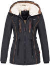 Marikoo Maiglöckchen Damen Winter Jacke mit Teddyfell B610 Schwarz Größe S - Gr. 36