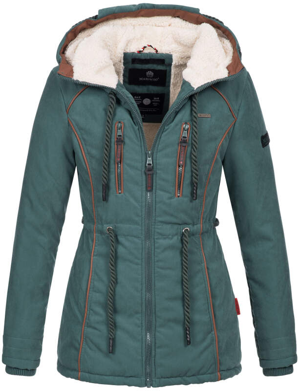 Marikoo Maiglöckchen Damen Winter Jacke mit Teddyfell B610 Forest Größe XS - Gr. 34