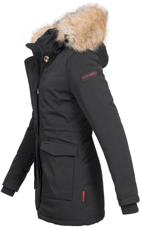 Navahoo Schneeengel Damen Winter Jacke warm gefüttert mit Kapuze B612 Schwarz Größe S - Gr. 36