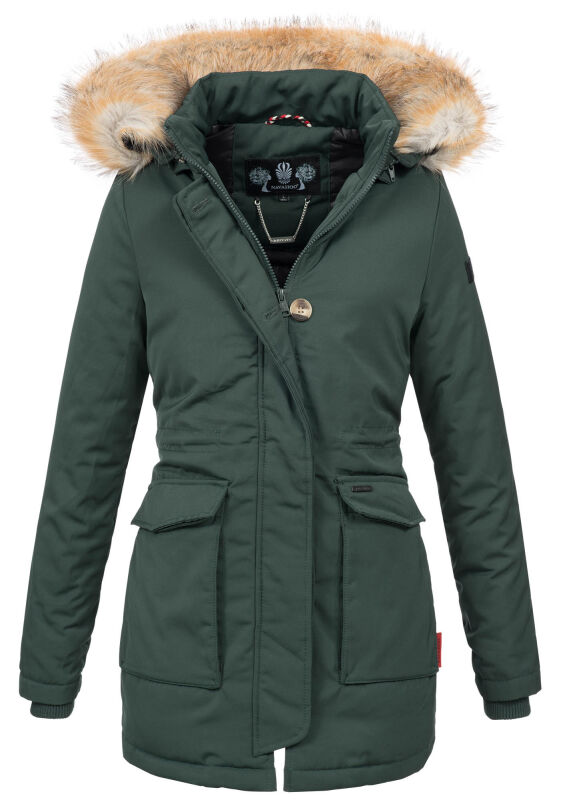 Navahoo Schneeengel Damen Winter Jacke warm gefüttert mit Kapuze B612 Grün Größe S - Gr. 36