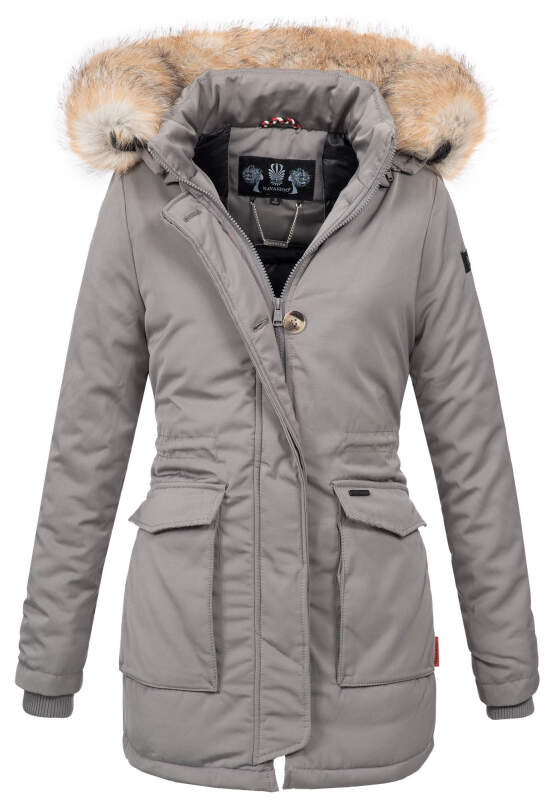 Navahoo Schneeengel Damen Winter Jacke warm gefüttert mit Kapuze B612 Grau Größe S - Gr. 36