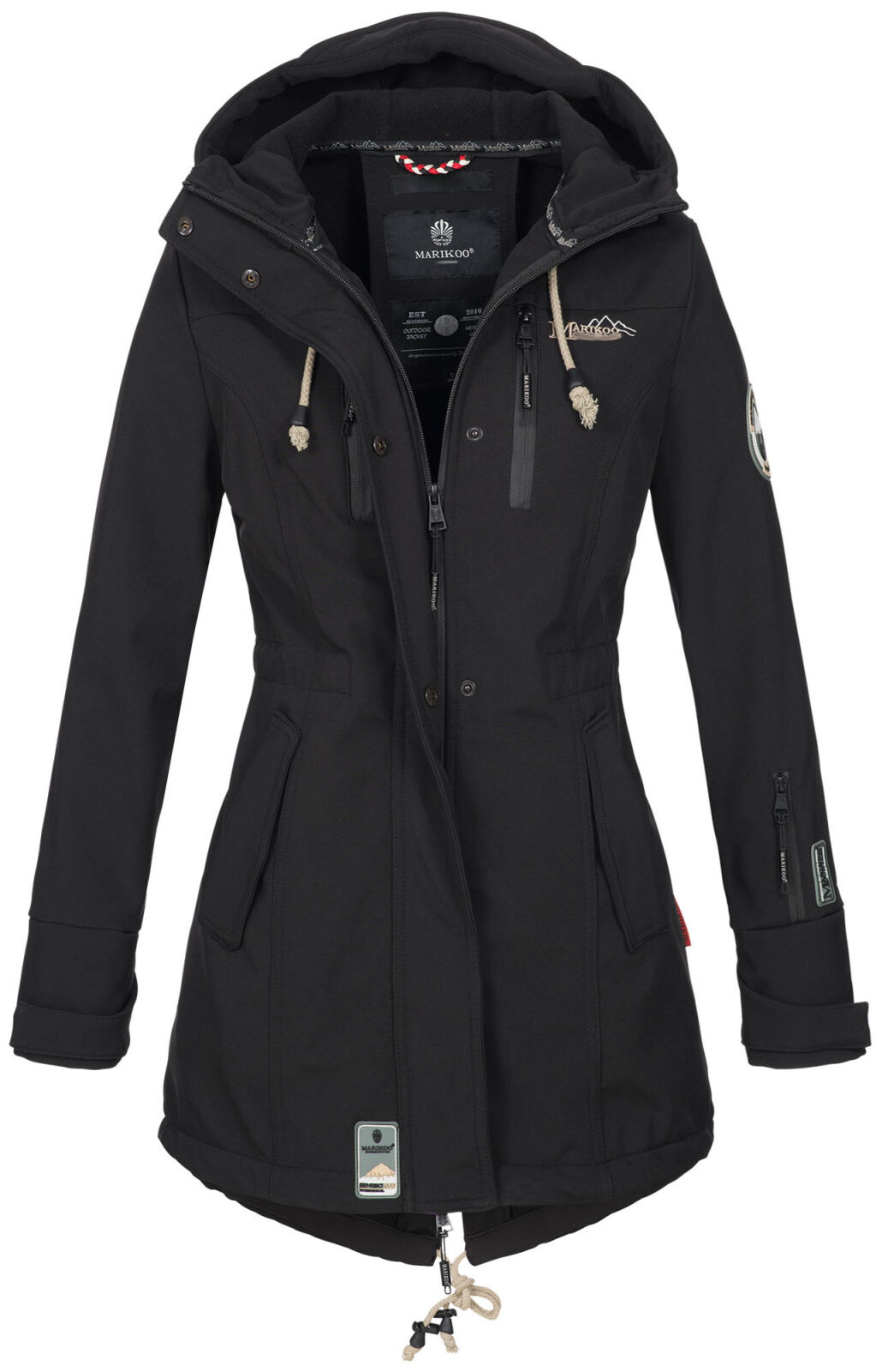 B614 € Damen lang Marikoo Outdoor Grö, Softshell 89,90 Zimtzicke Jacke Schwarz