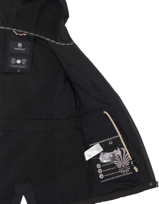 Marikoo Zimtzicke Damen Outdoor Softshell Jacke lang B614 Schwarz Grö,  89,90 €