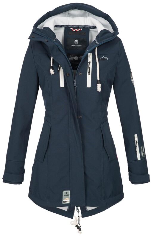 Marikoo Zimtzicke Damen Outdoor Softshell Jacke lang  B614 Navy Größe XS - Gr. 34