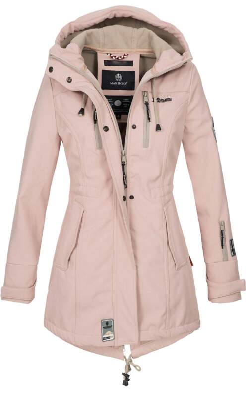 Marikoo Zimtzicke Damen Outdoor Softshell Jacke lang  B614 Rosa Größe M - Gr. 38