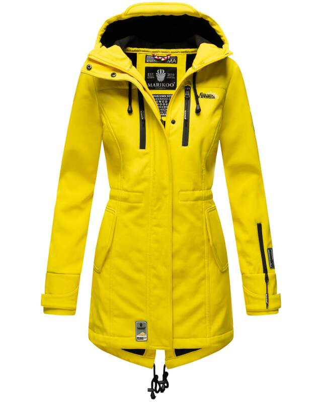 Marikoo Zimtzicke Damen Outdoor Softshell Jacke lang  B614 Gelb Größe L - Gr. 40