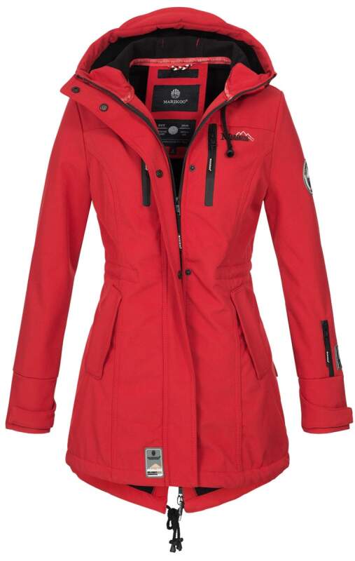 Marikoo Zimtzicke Damen Outdoor Softshell Jacke lang  B614 Rot Größe L - Gr. 40
