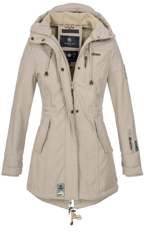 Marikoo Zimtzicke Damen Outdoor Softshell Jacke lang  B614 Hellgrau Größe S - Gr. 36