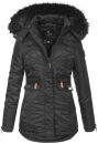 Navahoo Schätzchen Damen Winter Jacke mit Teddyfell und Kunstfell B615 Schwarz Größe XS - Gr. 34