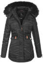 Navahoo Schätzchen Damen Winter Jacke mit Teddyfell und Kunstfell B615 Schwarz Größe L - Gr. 40