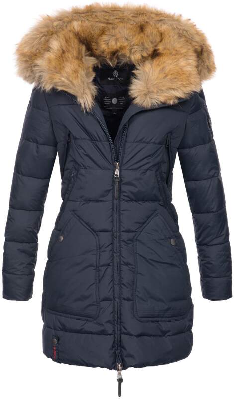 Marikoo Knuddelmaus warm gefütterte Damen Winter Jacke mit Teddyfell B616 Navy Größe S - Gr. 36