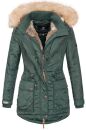 Marikoo Damen Winterjacke mit Kapuze und Kunstfell lang...