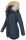 Marikoo Damen Winterjacke mit Kapuze und Kunstfell lang B617  Navy Größe S - Gr. 36