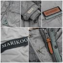 Marikoo Damen Winterjacke mit Kapuze und Kunstfell lang B617  Rot Größe XS - Gr. 34