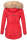 Marikoo Damen Winterjacke mit Kapuze und Kunstfell lang B617  Rot Größe XS - Gr. 34