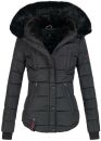 Marikoo warme Damen Winter Jacke gesteppt mit Kunstfell B618 Schwarz Größe XS - Gr. 34