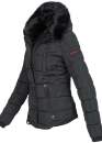 Marikoo warme Damen Winter Jacke gesteppt mit Kunstfell B618 Schwarz Größe XS - Gr. 34