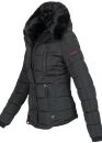 Marikoo warme Damen Winter Jacke gesteppt mit Kunstfell B618 Schwarz Größe XS - Gr. 34