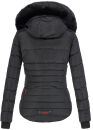 Marikoo warme Damen Winter Jacke gesteppt mit Kunstfell B618 Schwarz Größe XS - Gr. 34