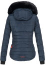 Marikoo warme Damen Winter Jacke gesteppt mit Kunstfell B618 Navy Größe S - Gr. 36