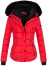 Marikoo warme Damen Winter Jacke gesteppt mit Kunstfell B618 Rot Größe M - Gr. 38