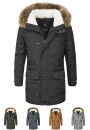 Marikoo Herren Winterjacke mit Kapuze und Kunstfell B629