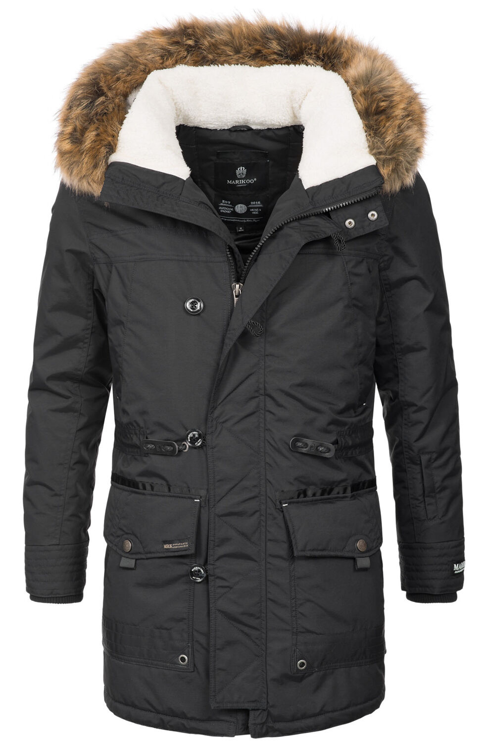 Amropi Herren Winterjacke Mit Fleece-Futter - Warme Parka Mit Kunstfell Kapuze