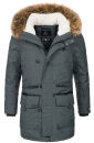 Marikoo Herren Winterjacke mit Kapuze und Kunstfell B629 Navy Größe S - Gr. S