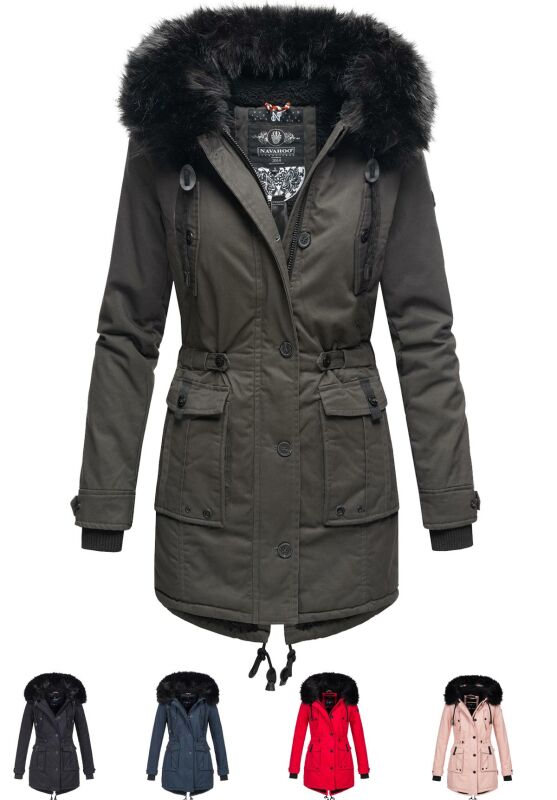 Navahoo Luluna Damen Winter Jacke mit Kunstfell und Teddyfell B636
