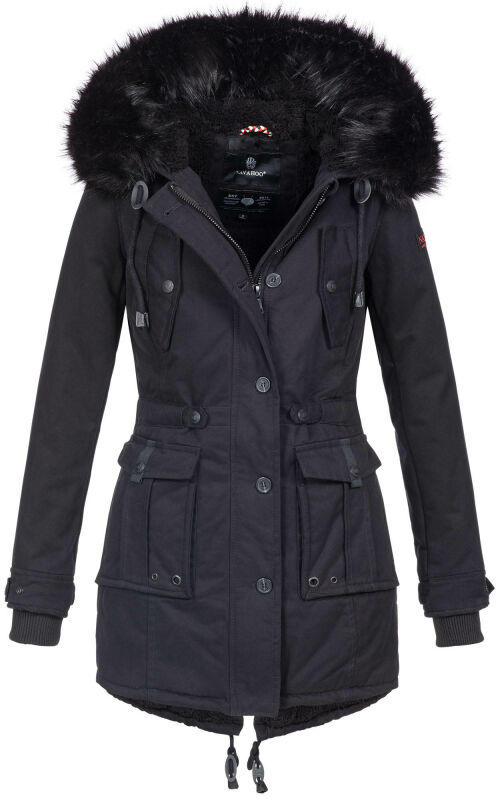 Navahoo Luluna Damen Winter Jacke mit Kunstfell und Teddyfell B636 Schwarz Größe S - Gr. 36
