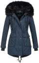 Navahoo Luluna Damen Winter Jacke mit Kunstfell und Teddyfell B636 Navy Größe XS - Gr. 34