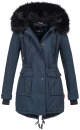 Navahoo Luluna Damen Winter Jacke mit Kunstfell und Teddyfell B636 Navy Größe S - Gr. 36