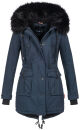 Navahoo Luluna Damen Winter Jacke mit Kunstfell und Teddyfell B636 Navy Größe M - Gr. 38