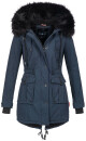 Navahoo Luluna Damen Winter Jacke mit Kunstfell und Teddyfell B636 Navy Größe L - Gr. 40
