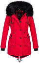 Navahoo Luluna Damen Winter Jacke mit Kunstfell und Teddyfell B636 Rot Größe L - Gr. 40