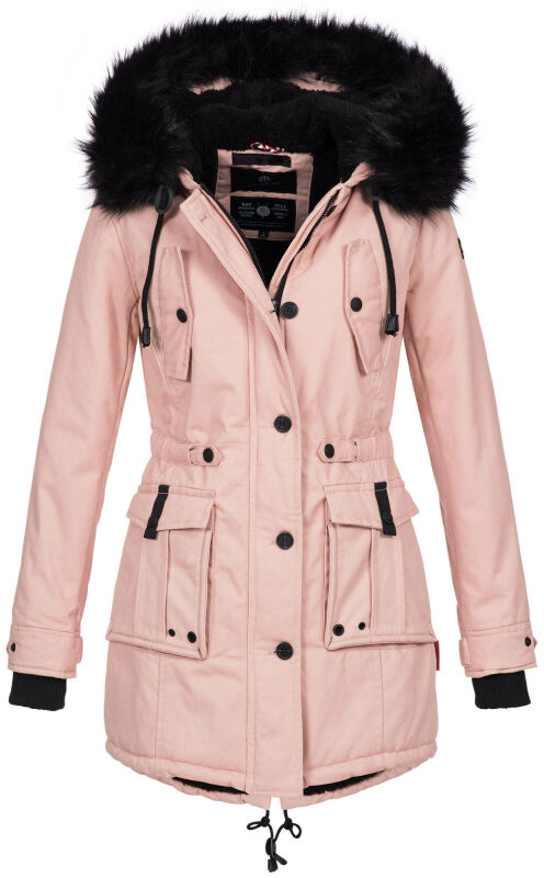 Navahoo Luluna Damen Winter Jacke mit Kunstfell und Teddyfell B636 Rosa Größe XS - Gr. 34