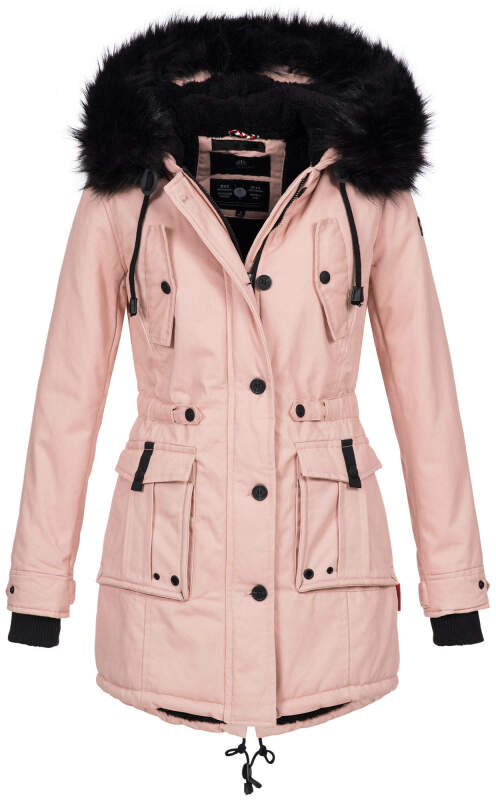 Navahoo Luluna Damen Winter Jacke mit Kunstfell und Teddyfell B636 Rosa Größe S - Gr. 36