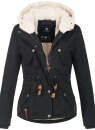 Navahoo Pearl Damen Winter Jacke mit Kunstfell B643 Schwarz Größe XXL - Gr. 44
