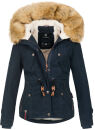 Navahoo Pearl Damen Winter Jacke mit Kunstfell B643 Navy Größe XS - Gr. 34