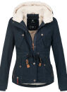 Navahoo Pearl Damen Winter Jacke mit Kunstfell B643 Navy Größe XS - Gr. 34