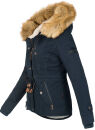 Navahoo Pearl Damen Winter Jacke mit Kunstfell B643 Navy Größe S - Gr. 36