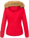 Navahoo Pearl Damen Winter Jacke mit Kunstfell B643 Rot Größe S - Gr. 36