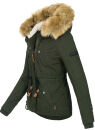 Navahoo Pearl Damen Winter Jacke mit Kunstfell B643 Grün Größe S - Gr. 36