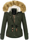 Navahoo Pearl Damen Winter Jacke mit Kunstfell B643 Grün Größe M - Gr. 38