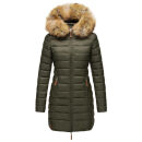 Marikoo Rose Damen Winter Jacke gesteppt lang B647 Grün-Größe M - Gr. 38