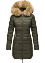 Marikoo Rose Damen Winter Jacke gesteppt lang B647 Grün Größe L - Gr. 40