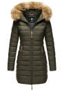 Marikoo Rose Damen Winter Jacke gesteppt lang B647 Grün Größe XL - Gr. 42